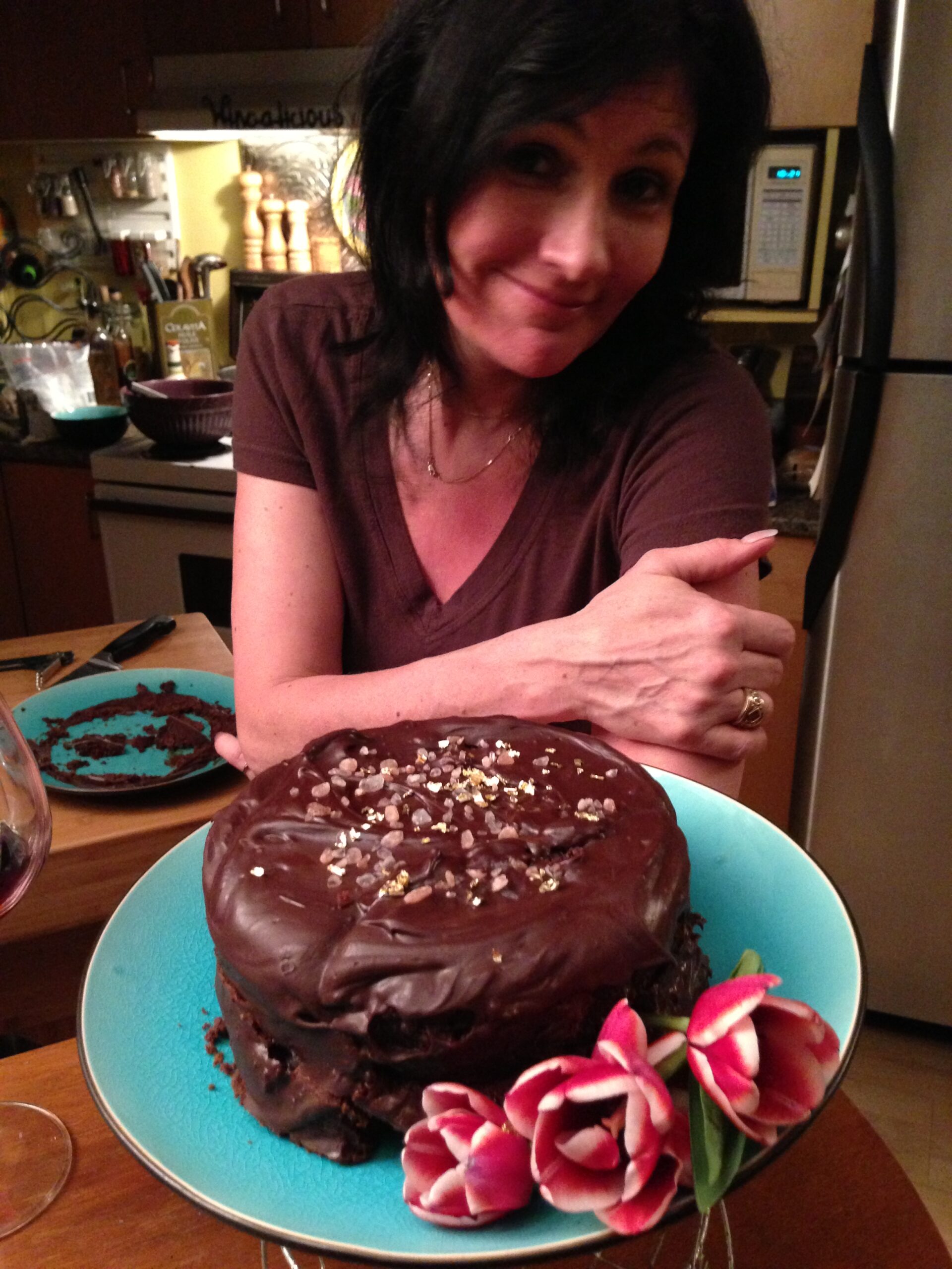 Chef Laura with chocolate cake