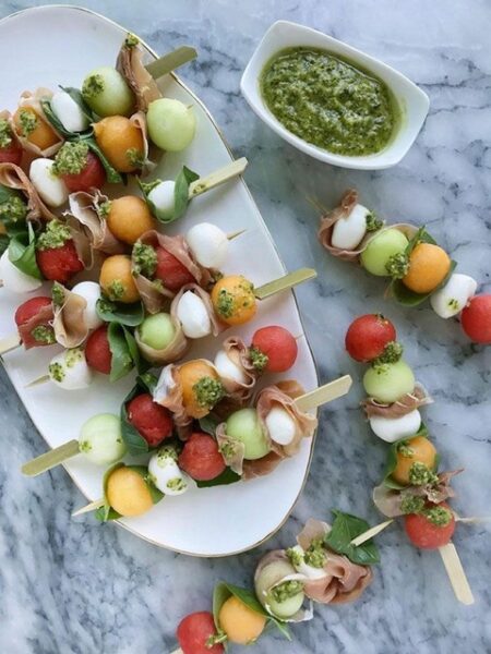 Antipasta with Melon Skewers